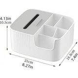 Mabelme Makyaj ve Kozmetik Düzenleme Kutusu Organizer Kutusu Banyo Yüz Serumu Masa Düzenleyici Saklama 5+1 Bölmeli Peçetelikli Modern Tasarım Makyaj ve Masa Toplama Kutusu (Krem) - Option-1