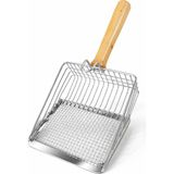 Mabelme Metal Kedi Kumu Küreği Ahşap Saplı Dayanıklı Izgaralı Kedi Tuvaleti Temizleme Küreği Ergonomik Saplı Kolay Temizlik Aparatı Paslanmaz Çelik (Telli) - Option-1