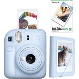 Mabelme Mini 12 Mavi Fotoğraf Makinesi-10'lu Film ve Mini Albüm Seti - Açık Bej