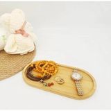 Mabelme Oval Doğal Bambu Sunum Tabağı - 23X12 cm Yuvarlak Hatlı Düz Servis Tepsisi - Sushi, Tatlı ve Kahve Sunumluk - Kestane Akaju - Option-1