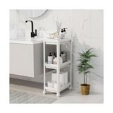 Mabelme Peggy 3 Katlı Tekerlekli Raf Ünitesi - 36X71X23 cm Dar Alan Düzenleyici - Mutfak ve Banyo Için Aletsiz Kurulum Servis Arabası (Beyaz - Siyah - Gri) (Beyaz) - Option-1