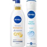 Mabelme Q10 Sıkılaştırıcı Vücut Losyonu 400 Ml+ Kadın Sprey Deodorant Fresh Natural 150 ml - Option-1