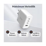 Mabelme Store 100W 4 Portlu Usb-C + Usb-A Gan Şarj Aleti & & Notebook Uyumlu Pd Type-C Hızlı Şarj Cihazı Beyaz - 00-Siyah - Beyaz
