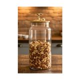 Mabelme Store 1400 ml Borosilikat Cam Kavanoz - Altın Geyikli Figür Bambu Kapaklı Lüks Saklama Kabı - 000-Siyah - 1 Adet - Option-1