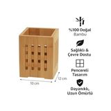 Mabelme Store Bambu Mutfak Organizeri, Kare 10×10 Cm, Pencereli Ahşap Düzenleyici Kutusu - Kestane Akaju - Option-1