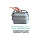 Mabelme Store Bento 1140ML Lunchbox 2 Katlı 4 Bölmeli Mini Kaseli Çelik Sefer Tası Yemek Kutusu (Kahverengi) - Kestane Akaju - Option-1