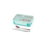 Mabelme Store Bento 950ML Lunchbox Tek Katlı 4 Bölmeli Çelik Sefer Tası Yemek Kutusu (Turkuaz) - Kestane Akaju - Option-1