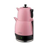 Mabelme Store Demlika Pembe Xl Geniş Hazneli Damlatmaz Paslanmaz Çelik Çay Makinesi ve Su Isıtıcısı, 2 Litre Hazne, 1,4 Litre Demlik - 1650 W