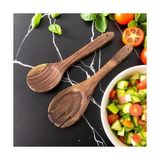 Mabelme Store Doğal Ahşap 6 Parça Mutfak Gereçleri Seti | Yemek Pişirme ve Servis Seti | Kaşık, Spatula, Kevgir, Salata Servis Kaşığı | Sağlıklı, Dayanıklı ve Şık Tasarım - Kestane Akaju - Option-1