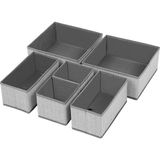Mabelme Store Iç Giyim Saklama Kutuları, 6'lı Set, Çekmece Düzenleyici, Kumaş Kutular, Saklama Sepetleri, Keten Görünümlü Keçe Kumaş, Çorap, Kravat, Şal Için Uygun, Gri - 0 - Siyah - Option-1