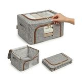 Mabelme Store Katlanabilir Metal Iskeletli Hurç ve Saklama Kutusu - Şeffaf Pencereli, Çift Yönlü Açılır, Sert Tabanlı Dolap Içi ve Yatak Altı Düzenleyici (40X30X20 Cm) (Gri) - -50 C