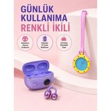 Mabelme Store Şarj Kutulu Kablosuz Kulaklık ve Pembe Çanta Charm Analog Saat Seti Müzik ve Aksesuar Bir Arada - Lisinya