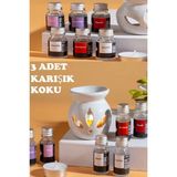 Mabelme Store Sonx 3 Lü Aromaterapi Uçucu Yağ Seti ve Seramik Buhurdanlık - Rahatlatıcı Oda Kokusu & Spa Deneyimi