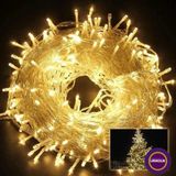 Mabelme Store Yılbaşı Aydınlatması 100 LED Perde Hortum Sıcak Beyaz Işık - 10 Metre Dekoratif Şeffaf Kablolu Süs