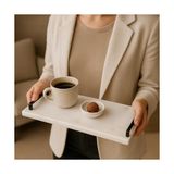 Mabelme Veya Siyah Metal Saplı Mermer Sunum Tepsisi – 40X15 cm Dikdörtgen Servis Tepsisi, Şık Sofra, Kahve, Peynir ve Tatlı Sunumları Için (Siyah) - Kestane Akaju - Option-1