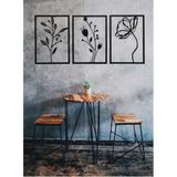 Maber Metal Dekoratif Gelincik Çiçeği Metal Duvar Tablosu 32X45 x 3 Adet Mt-15 3lü Çiçek Tablosu - 102x45 cm - Mat Siyah