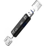 Mabs Tech 5 In 1 Çok Fonksiyonlu USB 2.0 Micro Sd Kart Okuyucu - Usb/micro Usb/type-C Çıkışlı, Otg Çevirici - Siyah