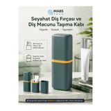 Mabs Tech Seyahat Tipi Diş Fırçası ve Diş Macunu Saklama Kabı, Taşınabilir Kapaklı Banyo Organizeri - Yeşil