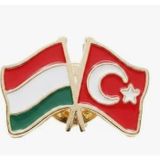 Macaristan Türkiye Bayrak Flamalı Metal Yaka Rozeti 1 Adet | Döküm zamak metal