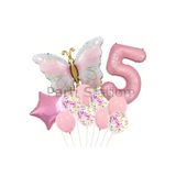 Macaron Kelebek 5 Yaş Balon Set Gökkuşağı Macaron Kelebek Konsept Doğum Günü Balon Set