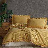 Macas Home Daphne %100 Pamuklu Fırfırlı Çift Kişilik Nevresim Takımı 200*220 Dphnckt - 200 x 220 cm - Sarı