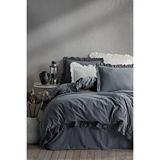 Macas Home Graphite %100 Pamuklu Fırfırlı Çift Kişilik Nevresim Takımı 200*220 Grphtckt antrasit
