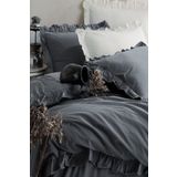 Macas Home Graphite %100 Pamuklu Fırfırlı Tek Kişilik Nevresim Takımı