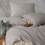 Macas Home Helios %100 Pamuklu Ipliği Boyalı Yıkamalı Battal Boy Nevresim Takımı 240*220 - Bej - Gri - 240 x 220 cm