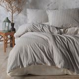 Macas Home Helios %100 Pamuklu Ipliği Boyalı Yıkamalı Tek Kişilik Nevresim Takımı 160*220 - Bej - Gri - 160 x 220 cm