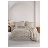Macas Home Hemera %100 Pamuklu Fırfırlı Vintage Çift Kişilik Nevresim Takımı 200*220 Taş Rengi