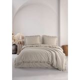 Macas Home Hemera %100 Pamuklu Fırfırlı Vintage Çift Kişilik Nevresim Takımı 200*220 - Taş