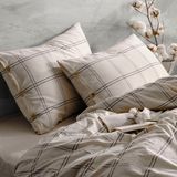 Macas Home Hera %100 Pamuklu Ipliği Boyalı Yıkamalı Battal Boy Nevresim Takımı 220 x 240 cm - Bej - Gri