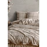 Macas Home Hera %100 Pamuklu Ipliği Boyalı Yıkamalı Tek Kişilik Nevresim Takımı 160*220 BEJ-GRİ