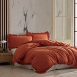Macas Home Hermes %100 Pamuklu Fırfırlı Çift Kişilik Nevresim Takımı 200*220 Hrmsckt - 200 x 220 cm - Kiremit