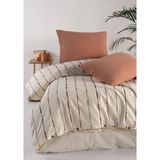 Macas Home Iris Mocca %100 Pamuklu Yıkamalı Ipliği Boya Vintage Tek Kişilik Nevresim Takımı 160*220 - Ekru