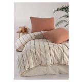 Macas Home Iris Mocca %100 Pamuklu Yıkamalı İpliği Boya Vintage Tek Kişilik Nevresim Takımı 160*220