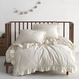 Macas Home Pure Natural Bebe %100 Pamuk Fırfırlı Yıkamalı Nevresim Takımı 100*150 - 100 x 150 cm - Bej