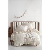 Macas Home Pure Natural Bebe %100 Pamuk Fırfırlı Yıkamalı Nevresim Takımı 100*150 BEJ