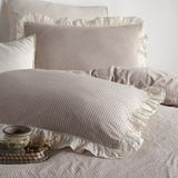 Macas Home Ruffle %100 Pamuklu Fırfırlı Ipliği Boyalı Tek Kişilik Nevresim Takımı 160 x 220 - 160 x 220 cm - Bej - Kahverengi