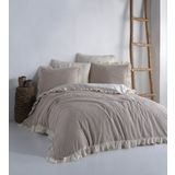 Macas Home Soil %100 Pamuklu Fırfırlı İpliği Boyalı Çift Kişilik Nevresim Takımı 200*220