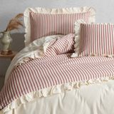 Macas Home Soil Cherry Pamuklu Fırfırlı Ipliği Boyalı Tek Kişilik Nevresim Takımı 160*220 - Renkli - 160 x 220 cm