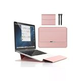Macbook Air 13.6 Inç M2-M3-M4 Çip A2681 A3113 A3240 Uyumlu Ofis Çanta Deri Mıknatıslı Standlı Kılıf 13 - 14,9 İnç Rose Gold