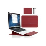 Macbook Air 13.6 Inç M2-M3-M4 Çip A2681 A3113 A3240 Uyumlu Ofis Çanta Deri Mıknatıslı Standlı Kılıf 13 - 14,9 İnç Siyah