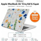 MacBook Air 13 Inç Kılıf A1369 A1466 Uyumlu Çiçek Desenli Hard Case Sert Koruyucu Kapak Printed Floral Laptop Kılıfı 2010-2017 Sarı