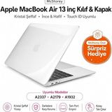 MacBook Air 13 Inç Kılıf Parlak Kristal Beyaz Düz Desenli Koruyucu Sert Kapak A2337 M1 2020 ve