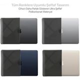 Macbook Air 13,6 İle Uyumlu M5 (A3449) M4 (A3240) M3 (A3113) M2 (A2681) Polikarbonat Sert Koruyucu Çizilme Ve Darbe Önleyici Kılıf (Siyah Şeffaf