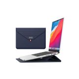 Macbook Air 15 M3 M4 M5 A2941 A3114 A3241 A3448 Uyumlu Deri Tasarım Standlı Su Geçmez Taşıma Çanta 13 - 14,9 İnç Siyah