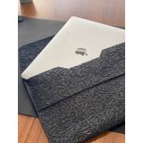 Macbook Air Pro Kılıf Desenli Hakiki Deri 13" 13.3" 13.6" M1 M2 Uyumlu Taşıma Çantası (Füme)