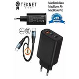 Macbook Air/Pro/Neo Uyumlu Sarj Aleti Akım Korumalı 65W Hızlı Şarj Cihazı Adaptör Seti