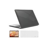 Macbook Pro 13 Inç M1-M2 Çip A2338 Tam Uyumlu Alt Üst Kılıf Klavye Kılıfı Ekran Koruyucu Film Siyah